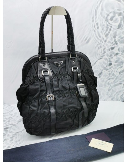 PRADA TESSUTO GAUFRE BLACK TOTE BAG