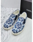 (BRAND NEW) DOLCE & GABBANA CANVAS PRINTED SLIP-ON SNEAKERS SIZE 8 -FULL SET- 