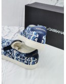 (BRAND NEW) DOLCE & GABBANA CANVAS PRINTED SLIP-ON SNEAKERS SIZE 8 -FULL SET- 