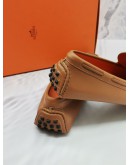 HERMES BROWN LEATHER SLIP ON LOAFER SIZE 43 -FULL SET-