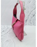 GUCCI PINK PEBBLED LEATHER JACKIE O HOBO WITH PISTON-LOCK BAG