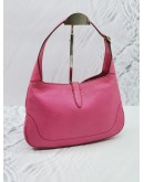 GUCCI PINK PEBBLED LEATHER JACKIE O HOBO WITH PISTON-LOCK BAG