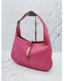 GUCCI PINK PEBBLED LEATHER JACKIE O HOBO WITH PISTON-LOCK BAG