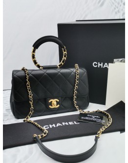 CHANEL IN THE LOOP FLAP QUILTED BLACK LAMBSKIN LEATHER BAG GHW -FULL SET-