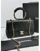 CHANEL IN THE LOOP FLAP QUILTED BLACK LAMBSKIN LEATHER BAG GHW -FULL SET-