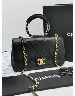 CHANEL IN THE LOOP FLAP QUILTED BLACK LAMBSKIN LEATHER BAG GHW -FULL SET-