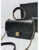 CHANEL IN THE LOOP FLAP QUILTED BLACK LAMBSKIN LEATHER BAG GHW -FULL SET-