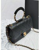 CHANEL IN THE LOOP FLAP QUILTED BLACK LAMBSKIN LEATHER BAG GHW -FULL SET-