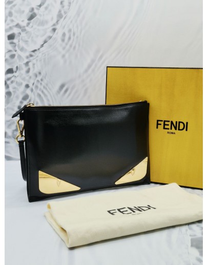 FENDI MONSTER EYES LEATHER CLUTCH GHW -FULL SET-