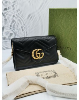 (BRAND NEW) GUCCI GG MARMONT LEATHER GHW WALLET ON CHAIN BAG