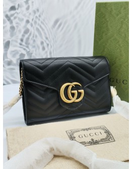 (BRAND NEW) GUCCI GG MARMONT LEATHER GHW WALLET ON CHAIN BAG