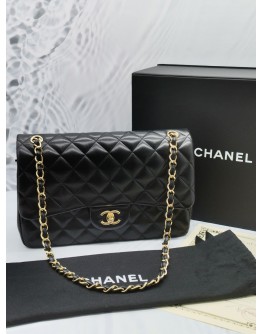 CHANEL CLASSIC DOUBLE FLAP LAMBSKIN LEATHER GHW CHAIN BAG