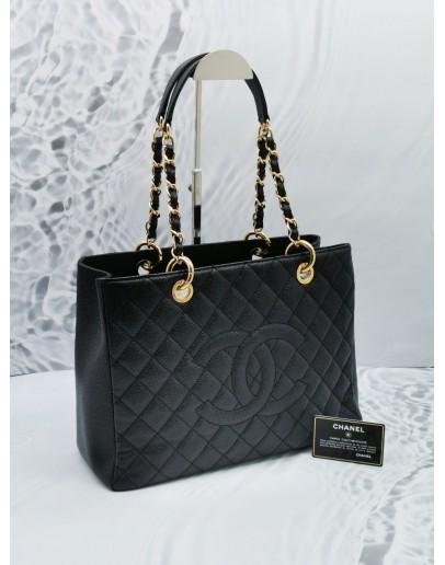 CHANEL GST GRAND SHOPPING TOTE CAVIAR LEATHER GOLD HARDWARE 