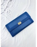 CHANEL BOY CHEVRON LAMBSKIN LEATHER LONG FLAP WALLET