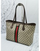 GUCCI GG SUPREME CANVAS MEDIUM OPHIDIA WEB TOTE SHOULDER BAG 