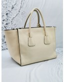 PRADA 2 WAYS TWIN POCKET TOTE WITH WHITE LEATHER BAG