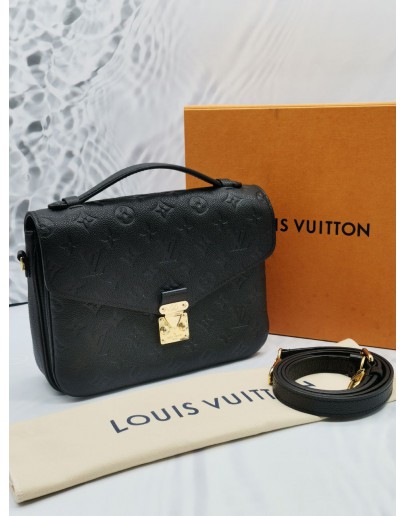 LOUIS VUITTON POCHETTE METIS BLACK MONOGRAM EMPREINTE LEATHER GOLD HARDWARE -FULL SET-