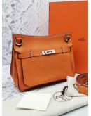 HERMES JYPSIERE 28 ORANGE TOGO LEATHER PALLADIUM HARDWARE CROSSBODY BAG -FULL SET-