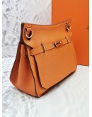 HERMES JYPSIERE 28 ORANGE TOGO LEATHER PALLADIUM HARDWARE CROSSBODY BAG -FULL SET-