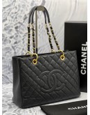 CHANEL GST GRAND SHOPPING TOTE CAVIAR LEATHER GOLD HARDWARE -FULL SET-