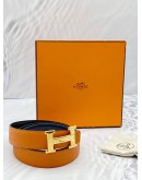 HERMES REVERSIBLE LEATHER BELT GOLD BUCKLE SIZE 95