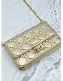 CHRISTIAN DIOR CANNAGE METALIC GOLD LEATHER CHAIN CLUCTH BAG