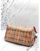 BURBERRY HAYMARKET CHECK & LEATHER SHOULDER BAG