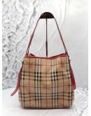 BURBERRY HAYMARKET CHECK & LEATHER SHOULDER BAG