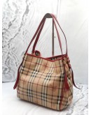 BURBERRY HAYMARKET CHECK & LEATHER SHOULDER BAG