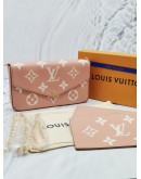 2022 LOUIS VUITTON FELICIE SAKURA PINK AND WHITE POCHETTE MONOGRAM EMPREINTE LEATHER -FULL SET-