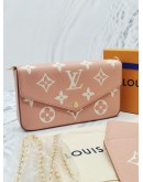 2022 LOUIS VUITTON FELICIE SAKURA PINK AND WHITE POCHETTE MONOGRAM EMPREINTE LEATHER -FULL SET-