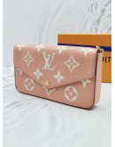 2022 LOUIS VUITTON FELICIE SAKURA PINK AND WHITE POCHETTE MONOGRAM EMPREINTE LEATHER -FULL SET-