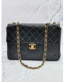 CHANEL SINGLE FLAP LAMBSKIN LEATHER GOLD HARDWARE CHAIN BAG