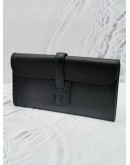 HERMES BLACK SWIFT LEATHER JIGE ELAN 29 CLUTCH BAG STAMP C