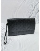 GUCCI GG BLACK GUCCISSIMA LEATHER HAND CARRY CLUTCH 