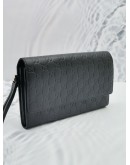 GUCCI GG BLACK GUCCISSIMA LEATHER HAND CARRY CLUTCH 