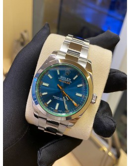 (BRAND NEW) ROLEX OYSTER PERPETUAL MILGAUSS REF 116400GV BLUE DIAL GREEN GLASS 40MM AUTOMATIC YEAR 2019 WATCH -FULL SET-