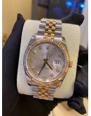 (UNUSED) ROLEX OYSTER PERPETUAL DATEJUST REF 116233 HALF 18K YELLOW GOLD DIAMOND DIAL 36MM AUTOMATIC YEAR 2013 WATCH -FULL SET-