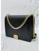 CHANEL BLACK QUILTED LAMBSKIN LEATHER LARGE LE-BOY FLAP BAG GHW