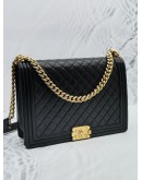 CHANEL BLACK QUILTED LAMBSKIN LEATHER LARGE LE-BOY FLAP BAG GHW