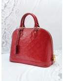 LOUIS VUITTON ALMA MM RED MONOGRAM VERNIS LEATHER HANDLE GOLD HARDWARE BAG