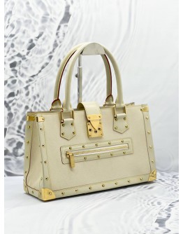 LOUIS VUITTON SUHALI LEATHER FABULEUX OFF WHITE GOLD HARDWARE STUDDED HANDLE BAG 