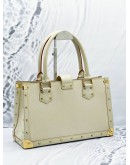 LOUIS VUITTON SUHALI LEATHER FABULEUX OFF WHITE GOLD HARDWARE STUDDED HANDLE BAG 