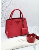 PRADA RED SAFFIANO LUX LEATHER CUIR MONOCHROME TOTE BAG