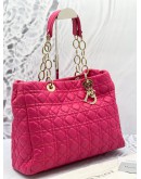 CHRISITAN DIOR PINK LARGE CANNAGE SOFT LEATHER SHOPPING GOLD HARDWARE CHAIN TOTE BAG
