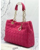 CHRISITAN DIOR PINK LARGE CANNAGE SOFT LEATHER SHOPPING GOLD HARDWARE CHAIN TOTE BAG