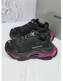 BALENCIAGA TRIPLES BLACK/ PINK FABRIC MESH CLEAR SOLE SNEAKERS SIZE 36 -FULL SET-