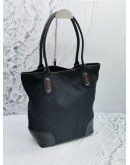 GUCCI PRINCY BLACK GG CANVAS CHARM TALL TOTE SHOULDER BAG