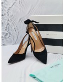 AQUAZZURA BLACK SUEDE PUMPS QITH A BOW-TIE -FULL SET-