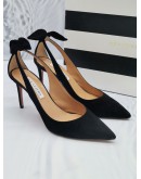 AQUAZZURA BLACK SUEDE PUMPS QITH A BOW-TIE -FULL SET-